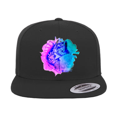 Watercolor Fishing Flat Bill Cap